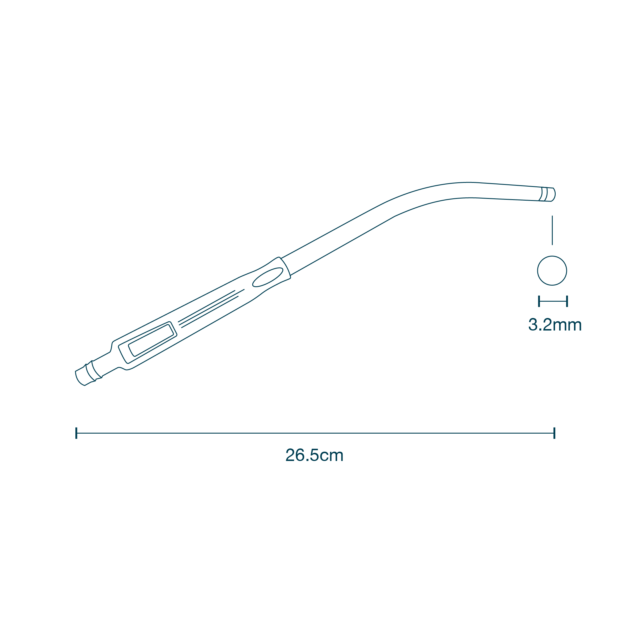 Fine Tip Yankauer Suction Handle with Vent (3.2mmID) diagram