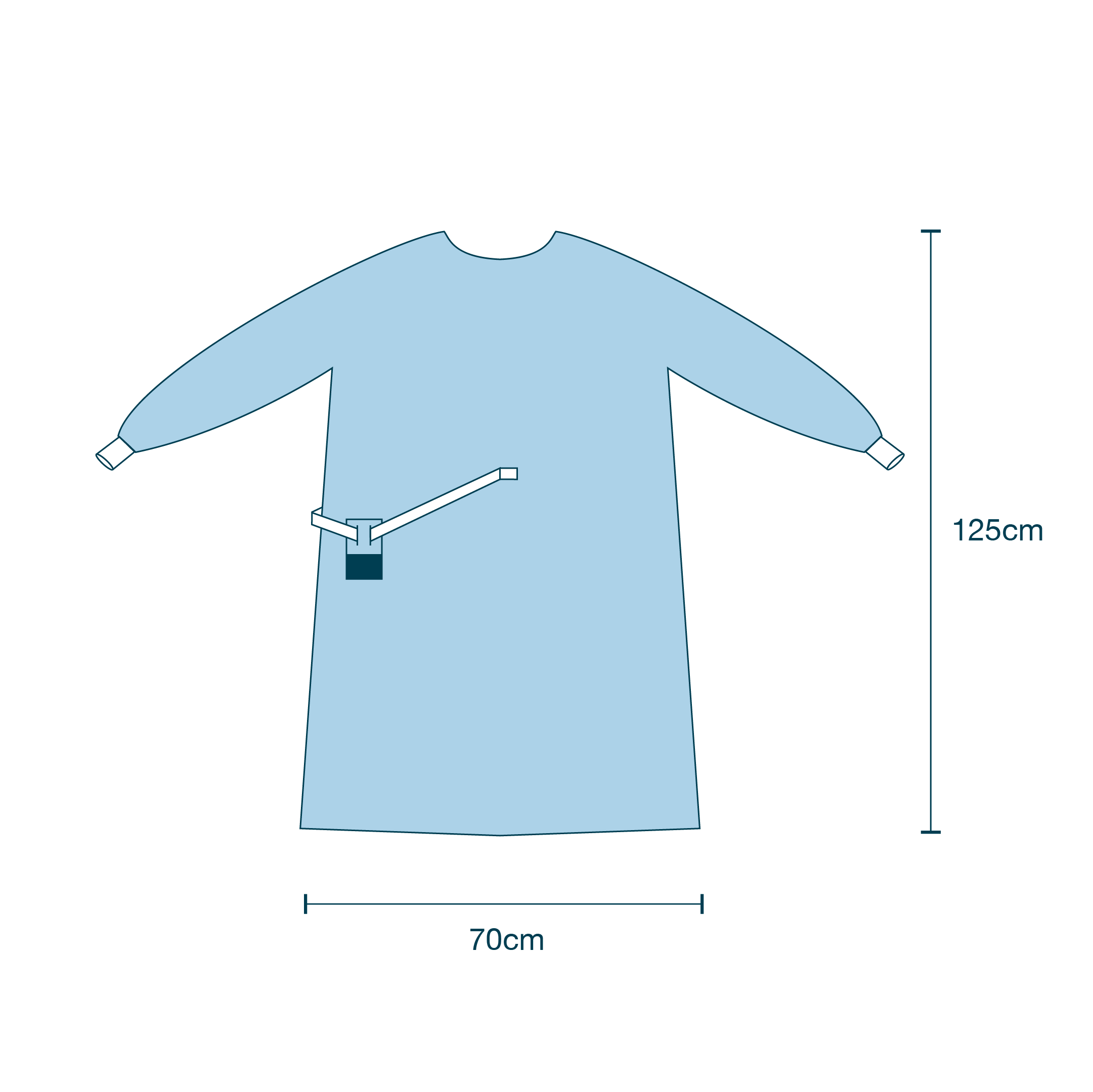 Surgeon Gown 60gsm AAMI Level 2 (125 x 155cm) diagram