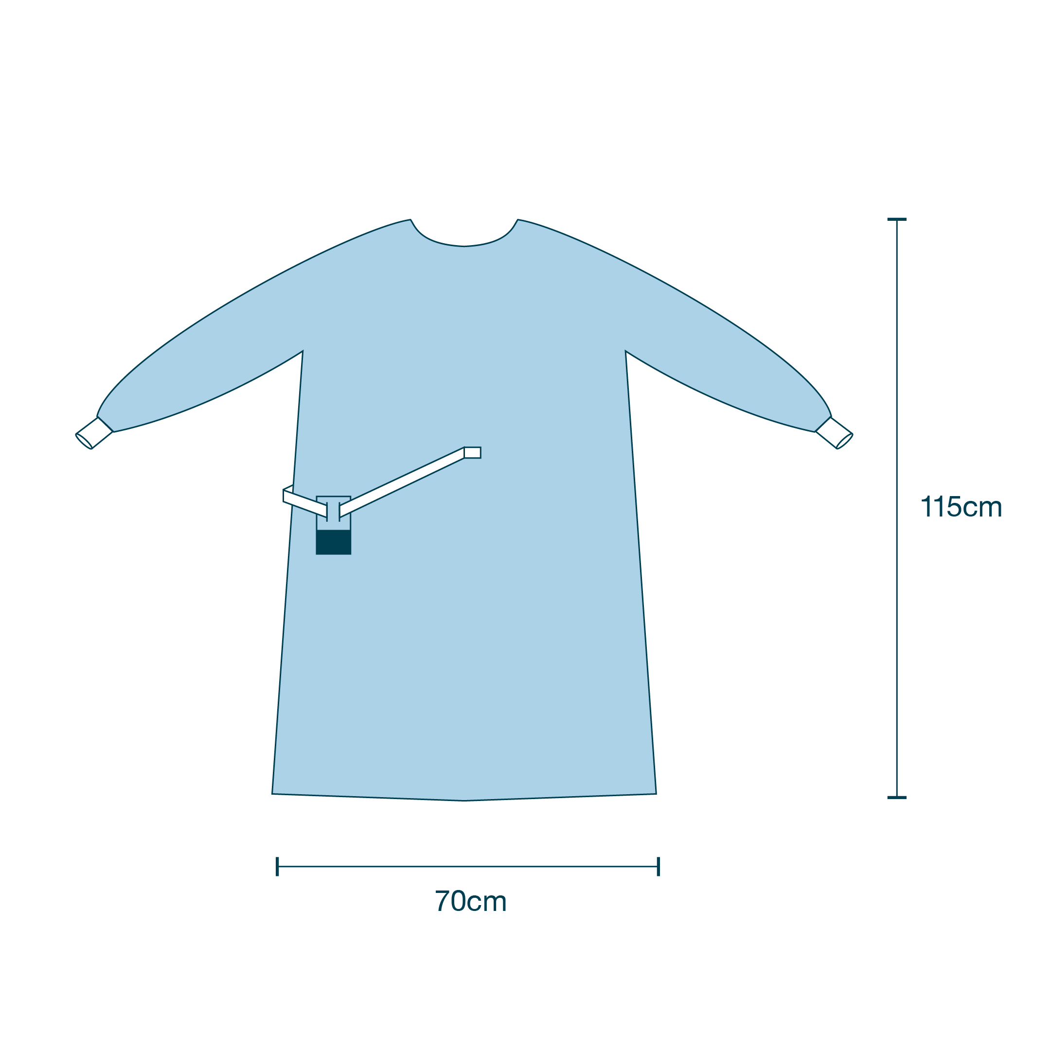 Nurse/Patient Gown 45gsm AAMI Level 1 (115 x 144cm) diagram
