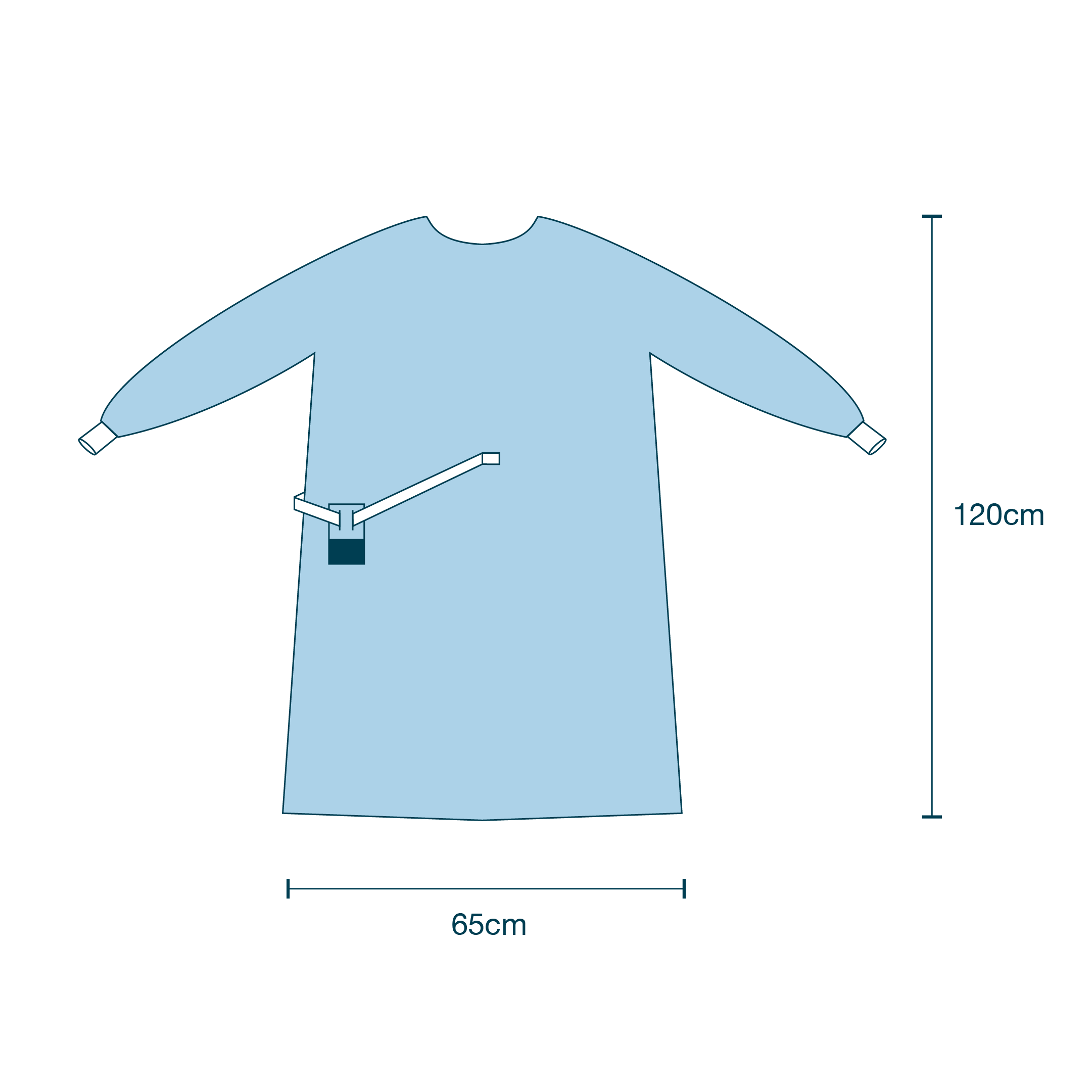 Surgeon Gown 45gsm AAMI Level 1 (120 x 150cm) diagram