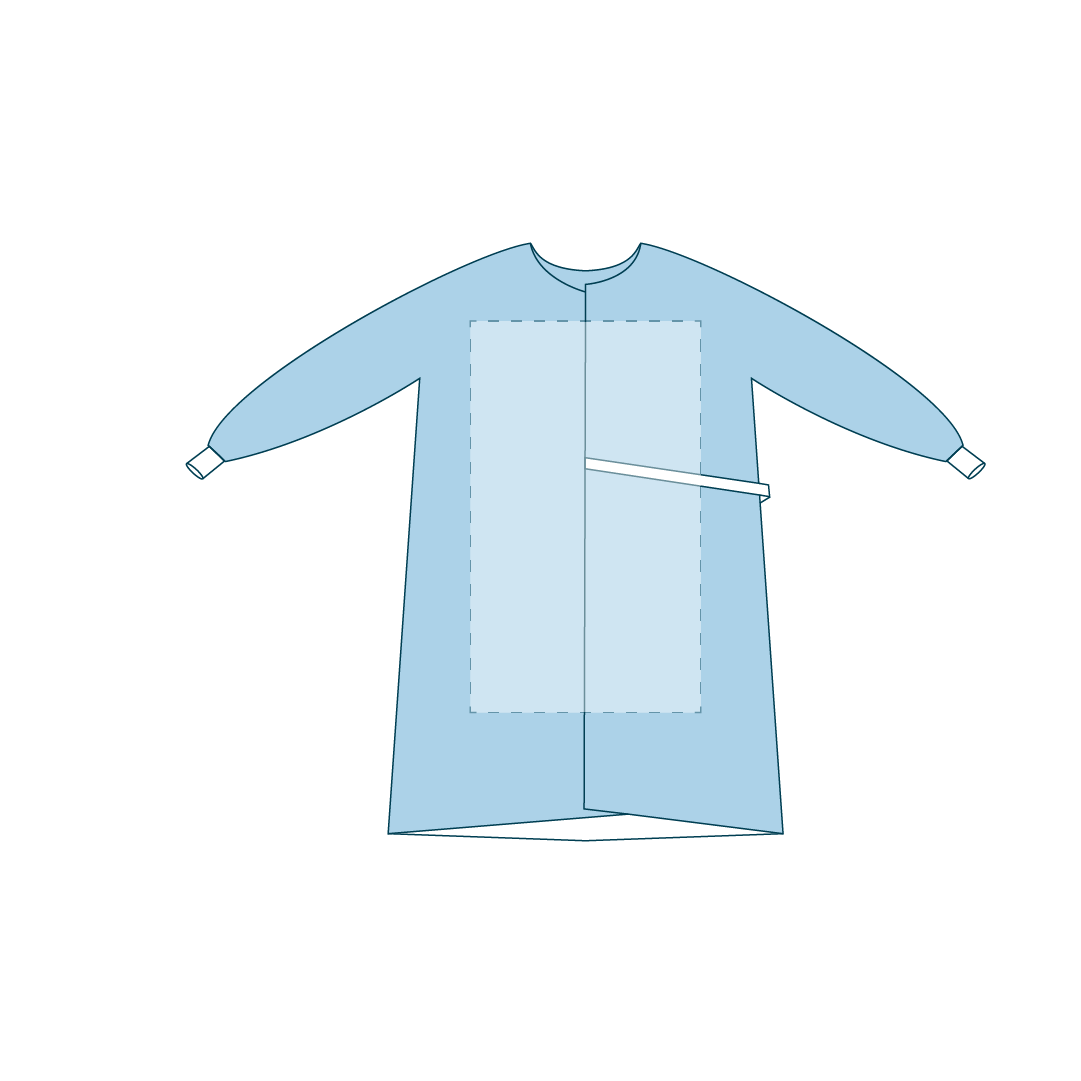 Reinforced Surgeon Gown 45gsm AAMI Level 1 (130 x 150cm) diagram
