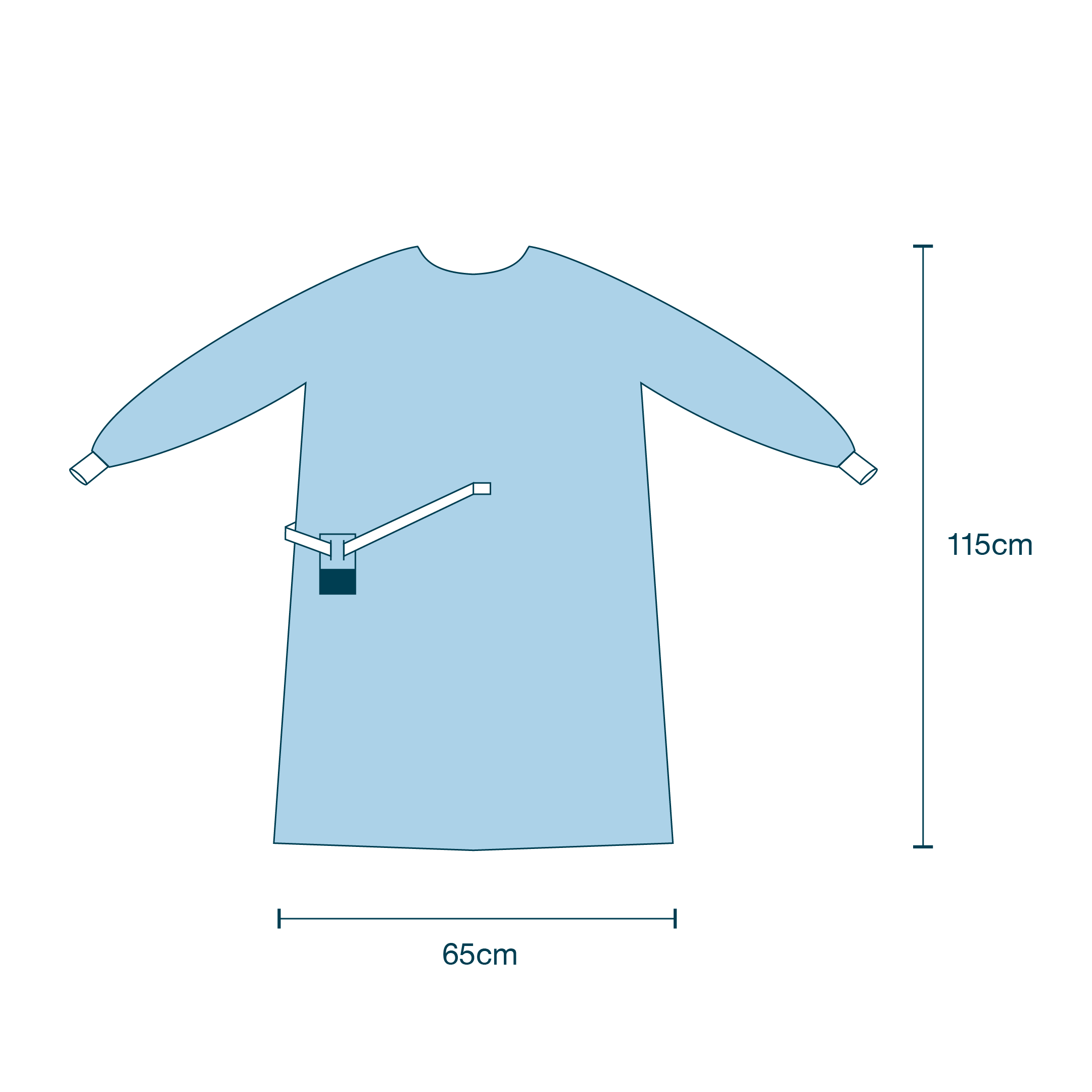 Surgeon Gown 60gsm AAMI Level 2 (115 x 144cm) diagram