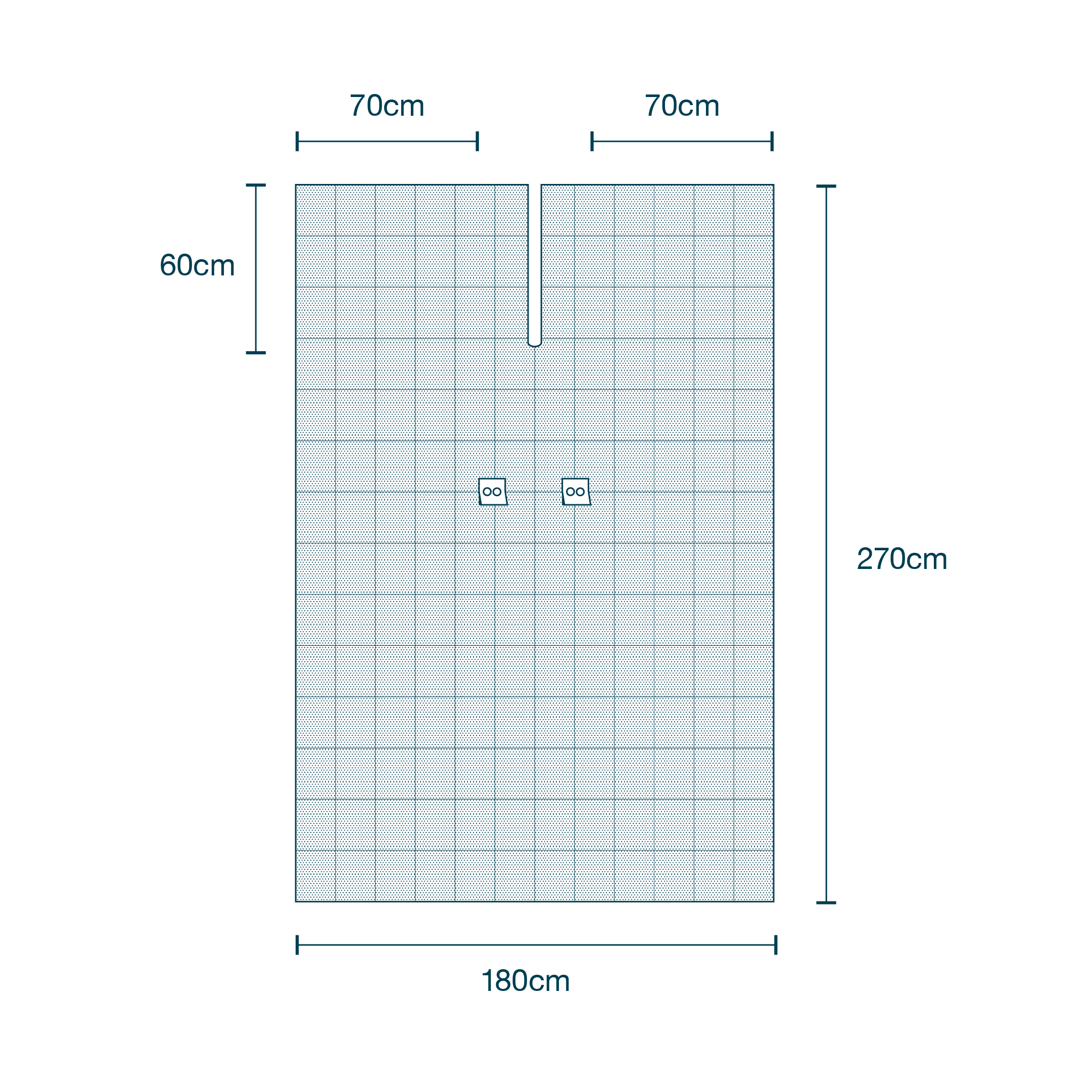 Patient Drape (180 x 270cm) with Adhesive U-split (5.5 x 60cm) + Tube Holders diagram