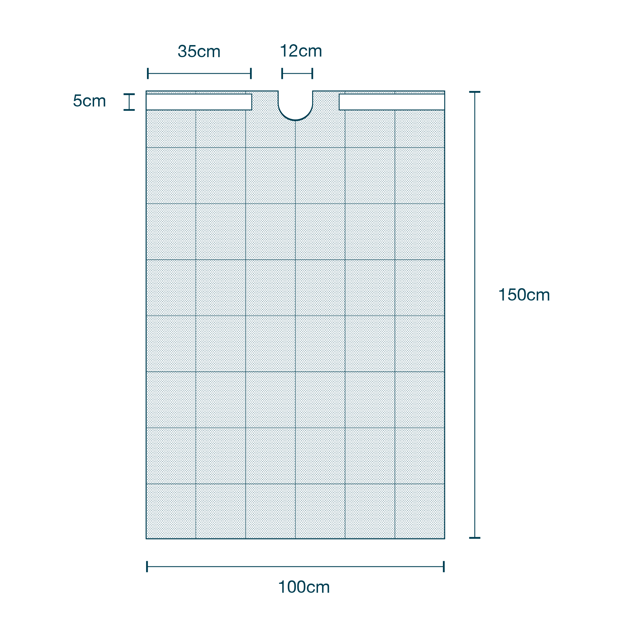¾ Patient Drape with Adhesive (100 x 150cm) & U-shape (12 x 11cm) + Tube Holders diagram