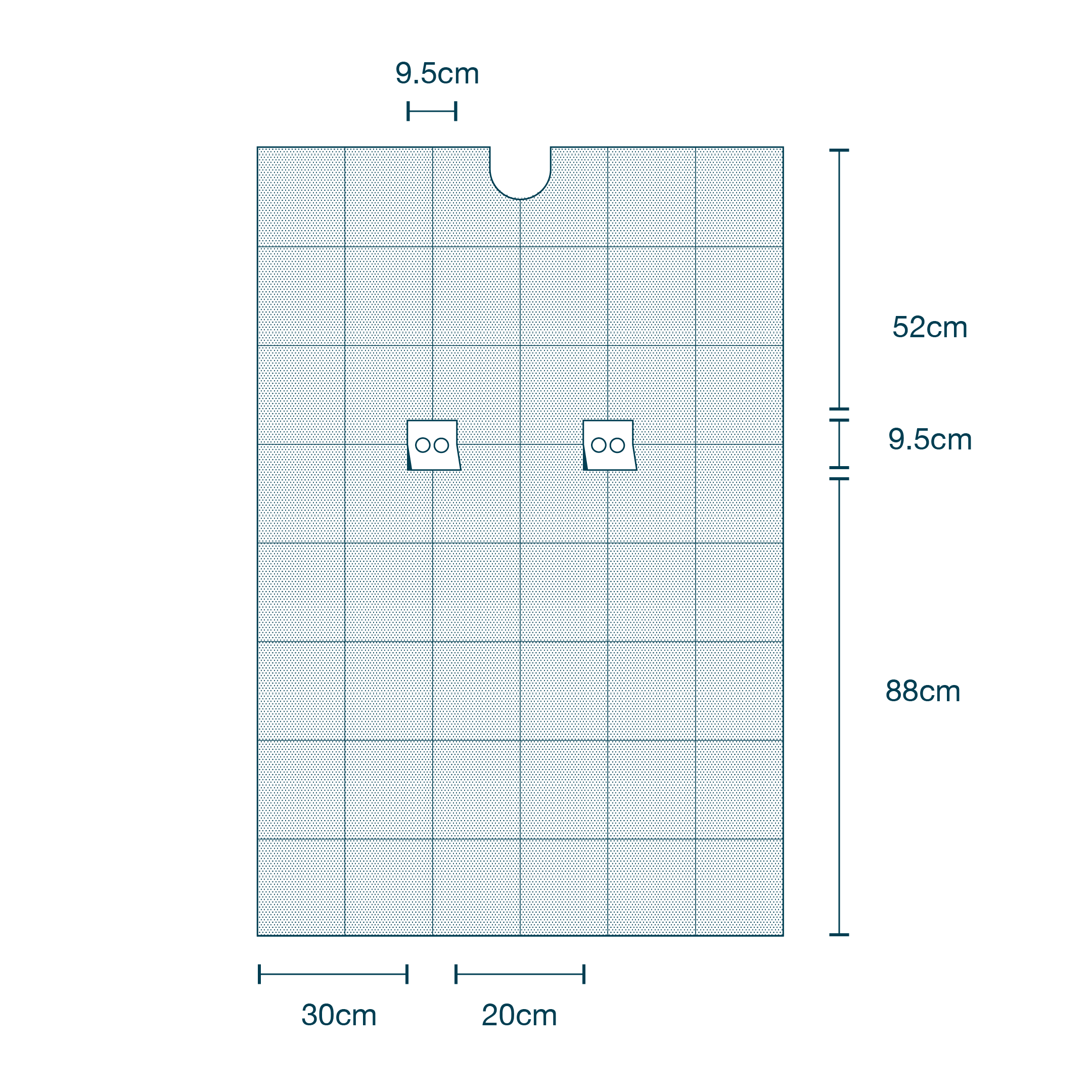 ¾ Patient Drape with Adhesive (100 x 150cm) & U-shape (12 x 11cm) + Tube Holders diagram