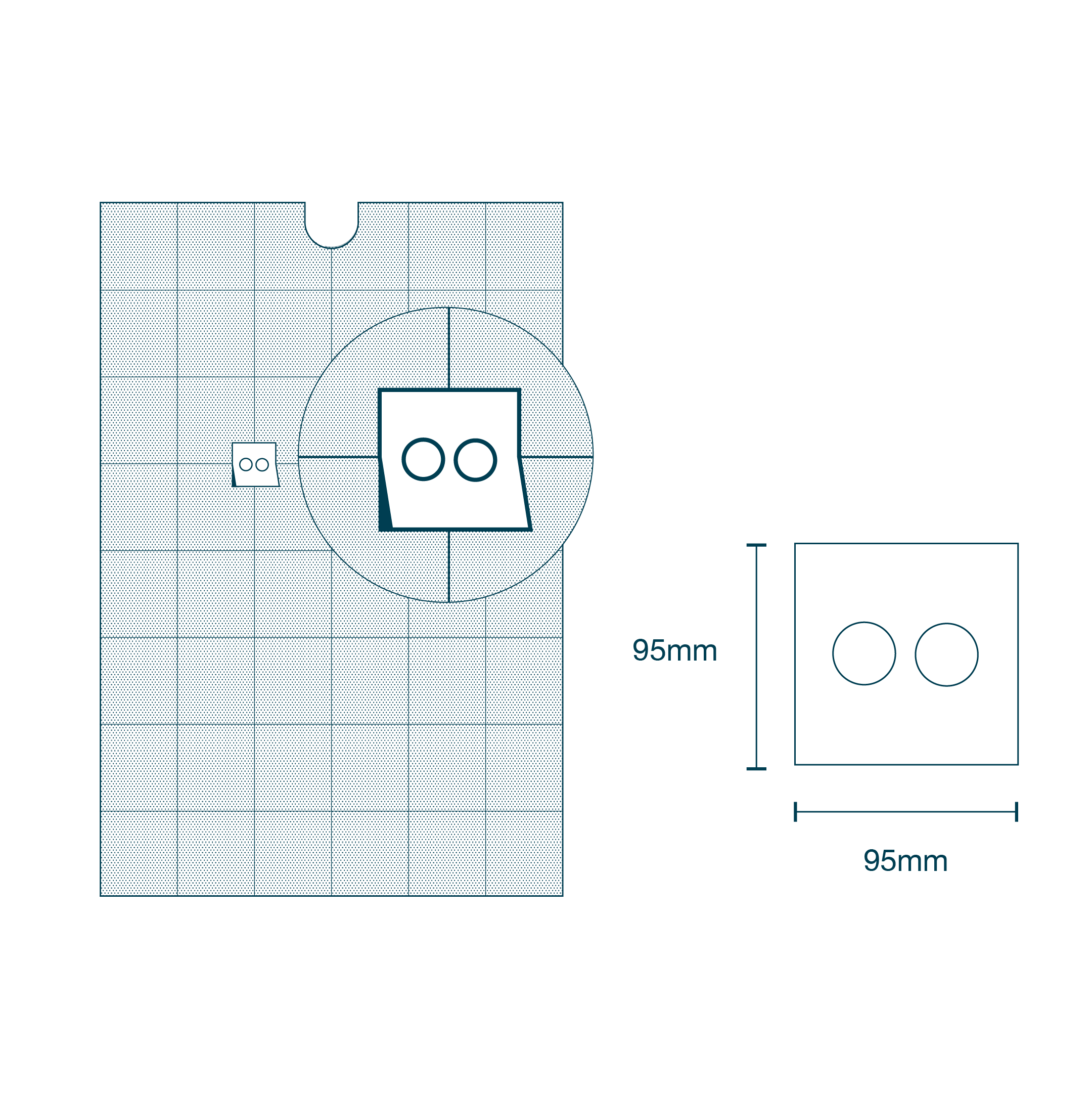 ¾ Patient Drape with Adhesive (100 x 150cm) & U-shape (12 x 11cm) + Tube Holders diagram