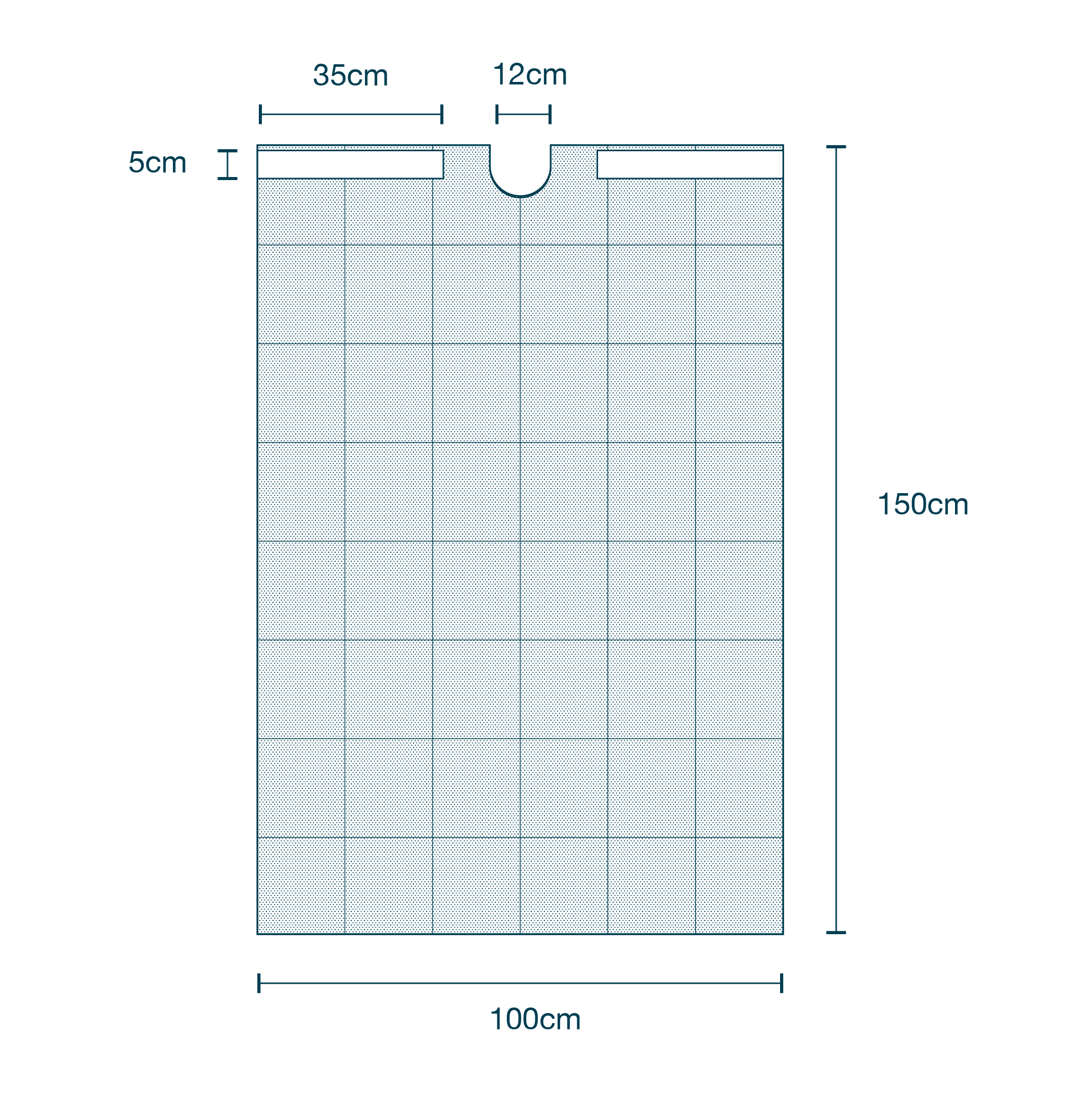 ¾ Patient Drape with Adhesive (100 x 150cm) & U-shape (12 x 11cm) diagram