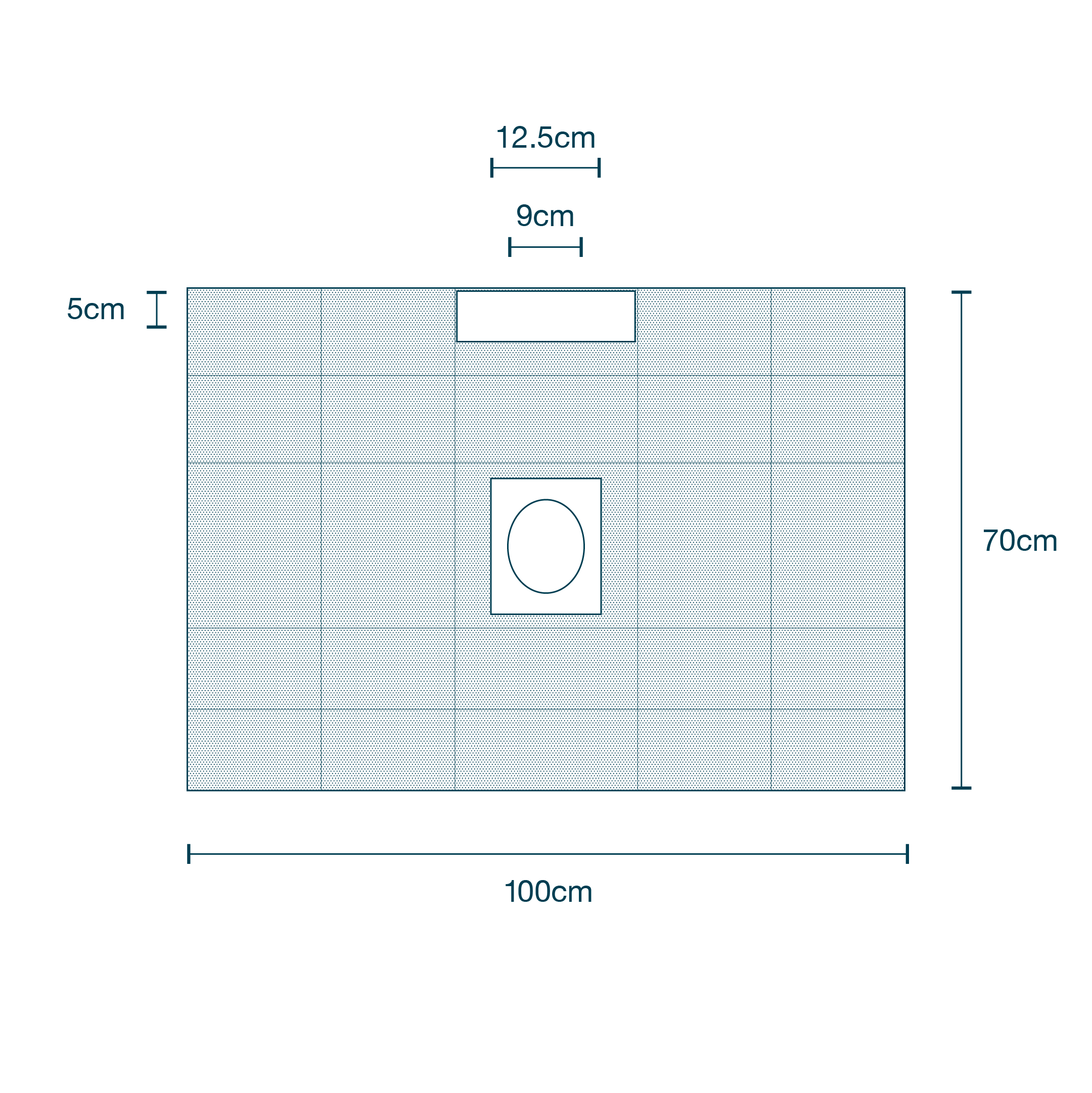 ½ Patient Drape (70 x 100cm) with Adhesive Oval Fenestration (10 x 12cm) diagram