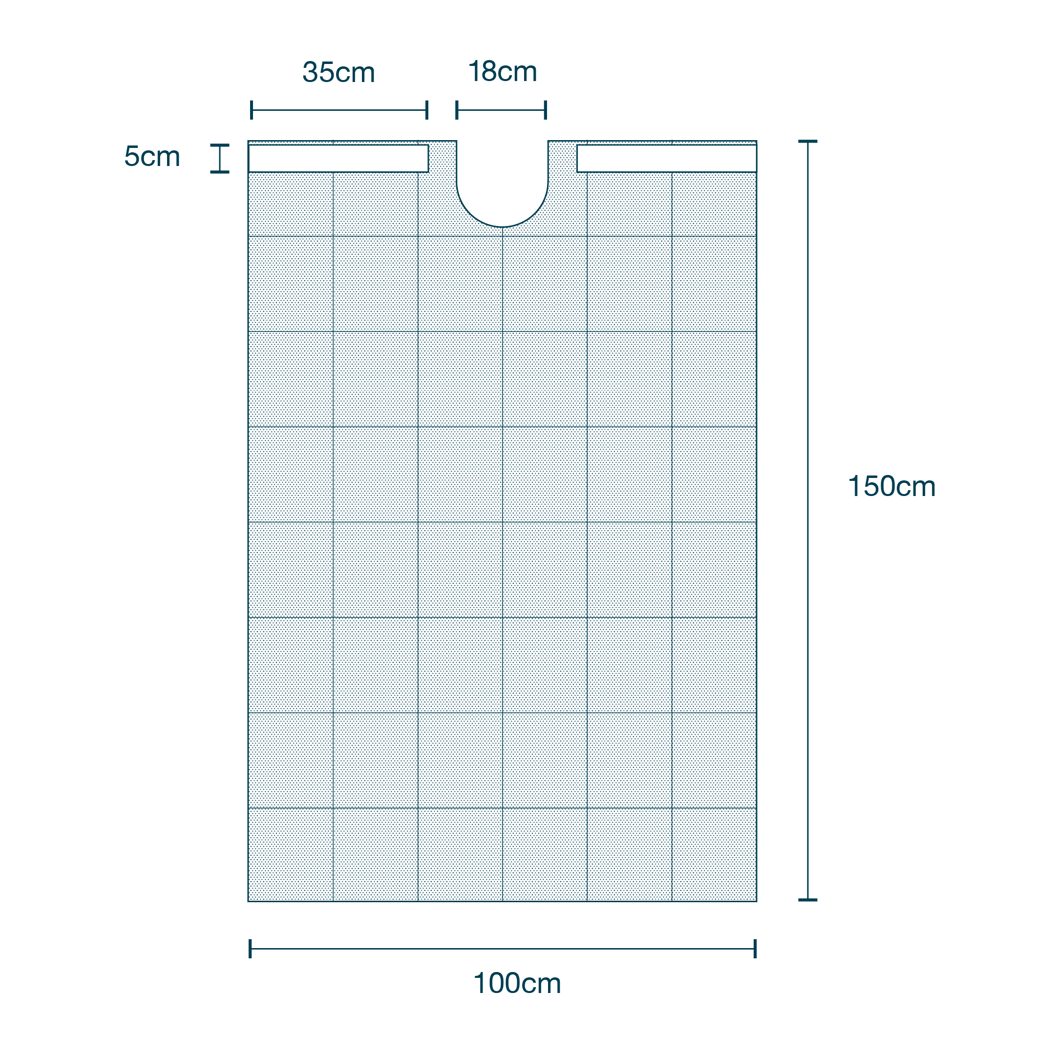 ¾ Patient Drape with Adhesive (100 x 150cm) & U-shape (18 x 17cm) diagram